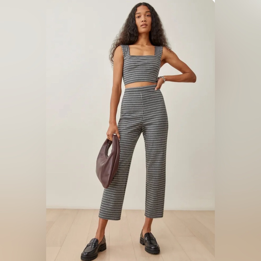 Reformation Jodie Black Check matching set- small